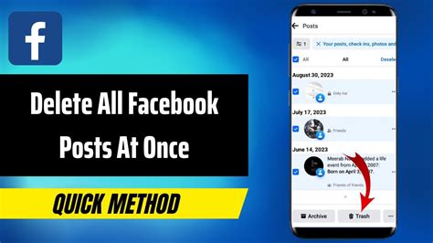 How To Delete All Facebook Posts At Once Youtube