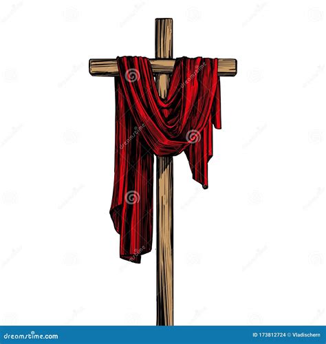 Cruz De Madera Cristiana. Símbolo De Pascua Del Dibujo De La Ilustración Vectorial De La Mano De ...