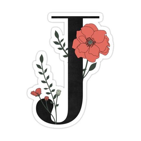 J Monogram With Flower Design Sticker For Sale By Jamie Maher Etsy