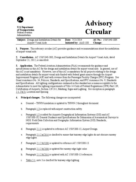 Advisory Circular U S Department Of Transportation Pdf Airport Runway