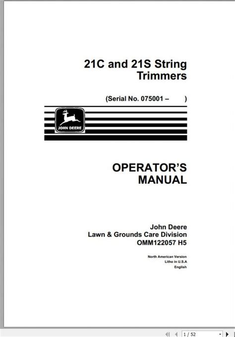 John Deere Trimmers 21c 21s Sn 075001 Operator S Manual Omm122057 H5