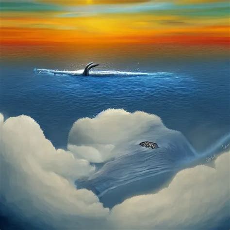 Blue Whale Swim In The Cloud Digital Painting Stable Diffusion Openart