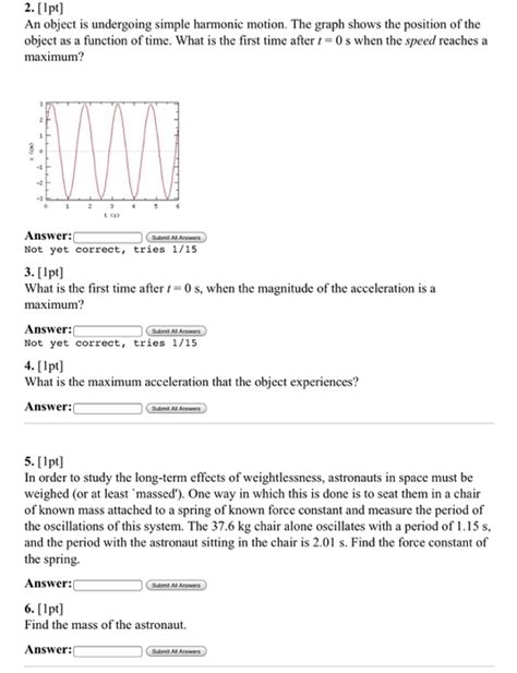 Solved Pt An Object Is Undergoing Simple Harmonic Chegg