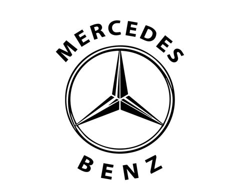 Mercedes Benz Logo Brand Symbol With Name Black Design German Car