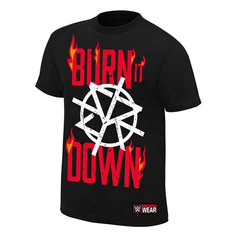 Official Wwe Authentic Seth Rollins Burn It Down T Shirt Black Wwe