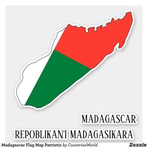 Madagascar Flag Map Patriotic Sticker | Zazzle | Madagascar flag ...