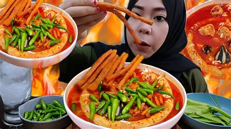 Sosis Sapi Melingkar Kuah Baso Aci Toping Latiao Asmr Mukbang