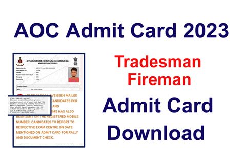 Aoc Admit Card Fireman Tradesman Mate Physical Test Date All