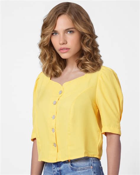 Yellow Puff Sleeves Top