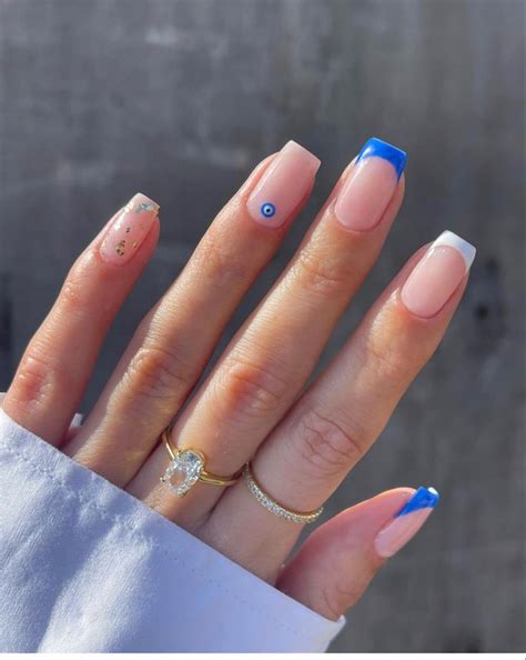 French Tip Acrylic Nails Blue Acrylic Nails Summer Acrylic Nails