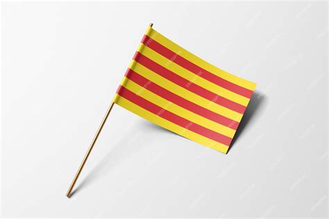 Cataluña Pequeña Bandera De Papel Sobre Fondo Blanco Foto Premium