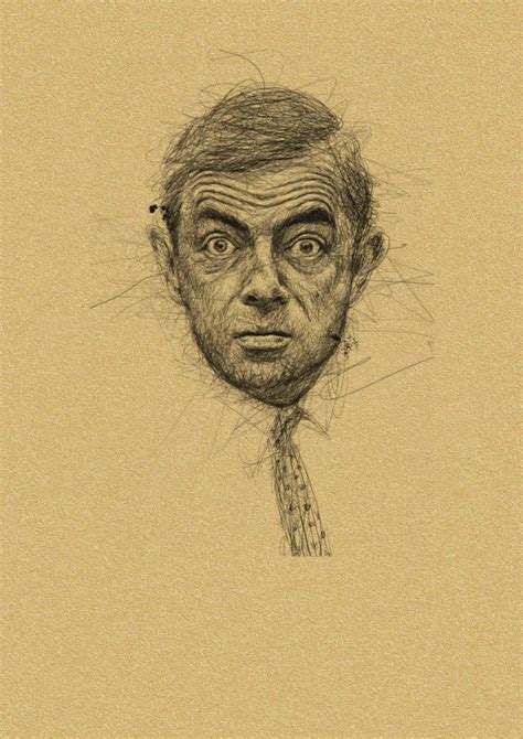 English gentleman Mr Bean pencil sketch Retro Decorative Posters Vintage Kraft Poster Wall ...