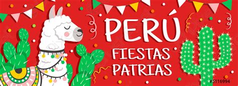 Fiestas de dibujos animados Patrias Perú bandera 28 de julio vector