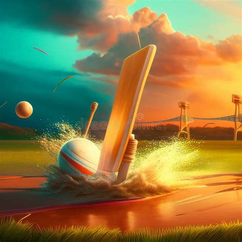 AI Generated Cricket Field Illustration Stock Illustration ...