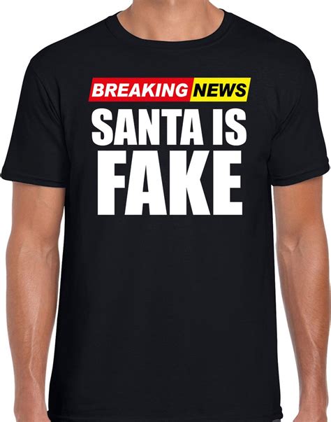 Bellatio Decorations Foute Humor Kerst T Shirt Breaking News Fake