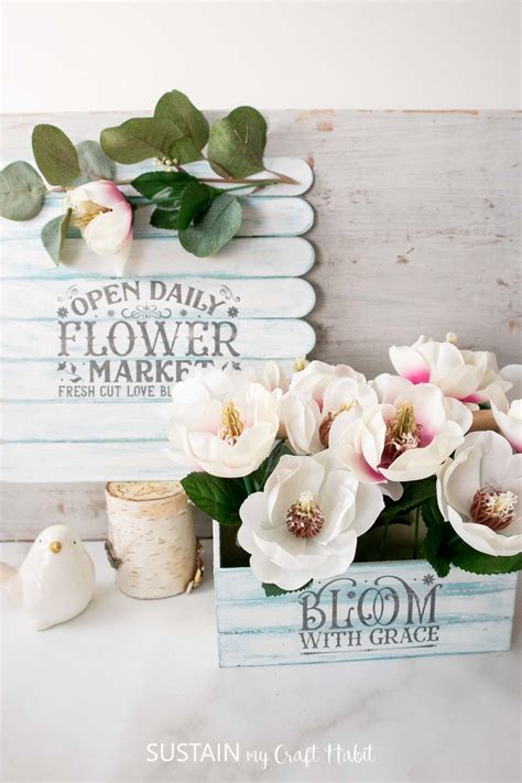 February Creative Habit Craft Box Farmhouse Flowers Caddy Sign Duo