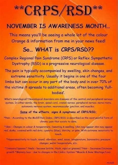 November Is Complex Regional Pain Syndrome Awareness Month Crps Rsd