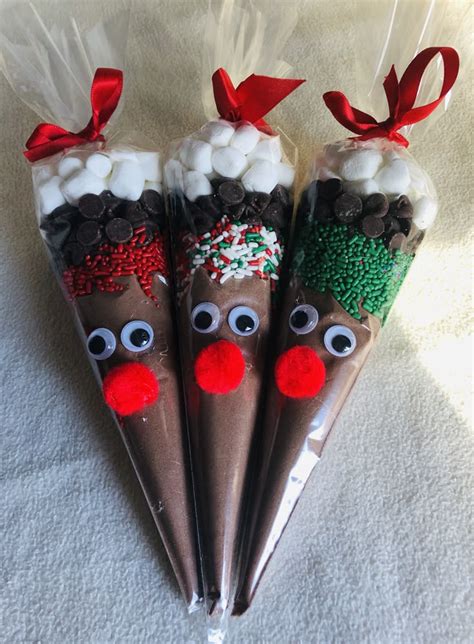 Reindeer Hot Cocoa Cone Christmas Party Favor Hot Chocolate Gift