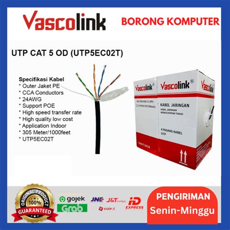 Jual Kabel LAN OUTDOOR Vascolink UTP Cat5e CAT5E Cat 5e CCA 305 Meter