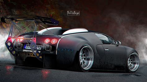 Bugatti Veyron Gets Stanced Luckily Its A Rendering Autoevolution