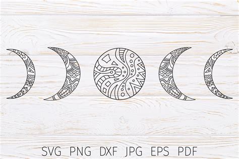 Moon Phases Svg Crescent Moon Mandala Grafica Di Digital Rainbow Shop