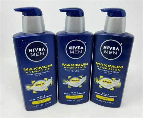 New 3 Pack Nivea Men Maximum Hydration Nourishing Lotion Dry Skin