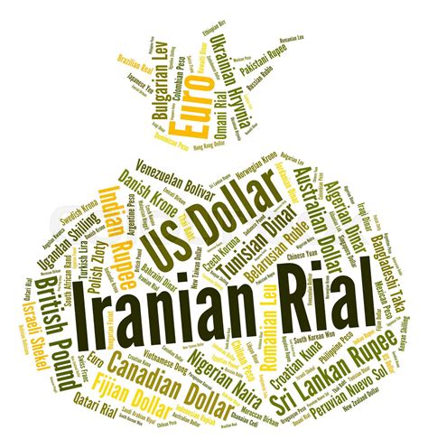 Iranian Rial Shows Exchange Rate And Banknote | Stock image | Colourbox