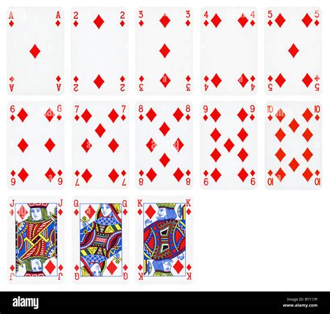 Playing Cards Of Diamond Suit Isolated On White Background High