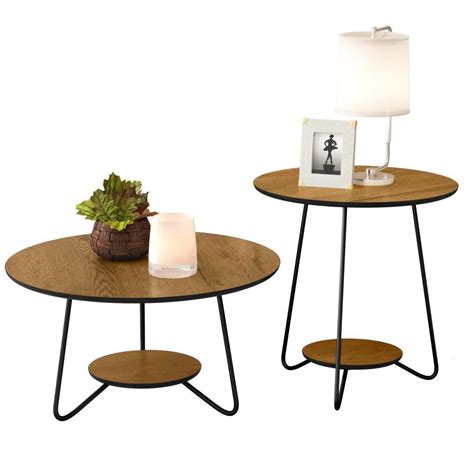 Conjunto De Mesa Centro E Lateral Liz Preto Freijo MadeiraMadeira