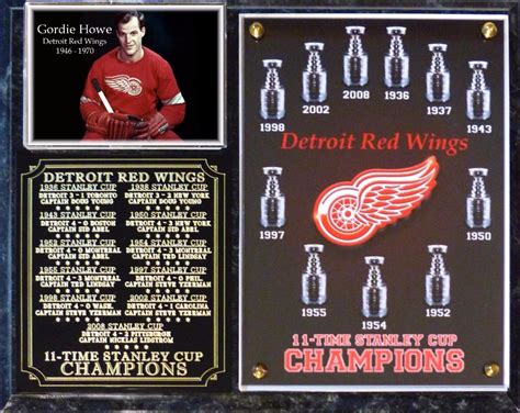 Detroit Red Wings 11-Time Stanley Cup Champions Photo Plaque