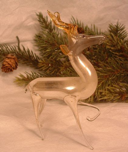 Vintage 1920 S German Hand Blown Mercury Glass Reindeer Christmas