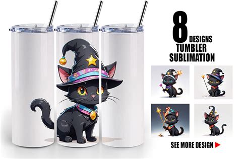 Tumbler Black Cat Halloween Graphic By Artnoy Creative Fabrica