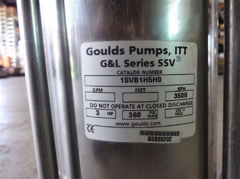 Goulds Itt Vertical G And L Series Ssv Multistage Centrifugal Pump 1svb1h5h0