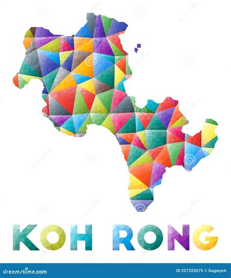 Koh Rong Colorful Low Poly Island Shape Stock Vector Illustration