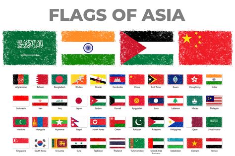 Flags of Asia Grunge Distressed Style Graphic by medelwardi · Creative ...