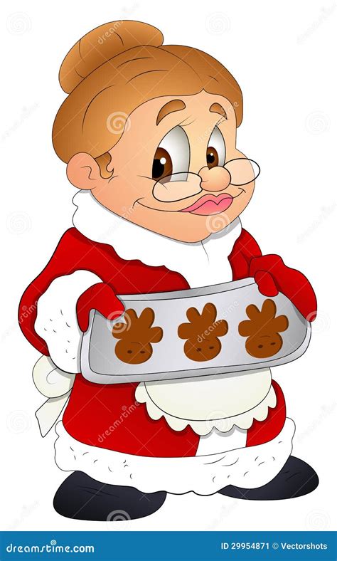 Christmas Granny Lady Cartoon Character Vector Illustration Stock