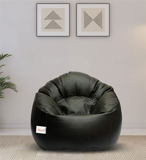 Buy Muddha Xxxl Leatherette Bean Bag With Beans In Black Colour At 40 Off By Sattva Pepperfry