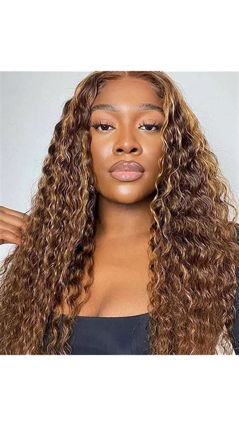 Rqy 16inch Highlight Ombre Curly Lace Front Closure Wig Human Hair 4 27