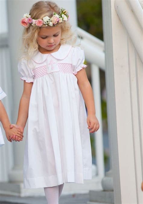 Pink Cross Smocked Dress Smocked Flower Girl Dress Girls Smocked Dresses Flower Girl Dresses