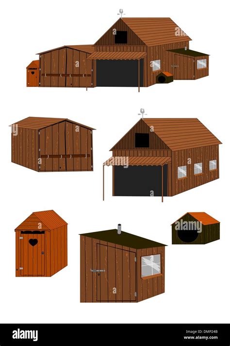 Farm Buildings Set Stock Vector Image And Art Alamy