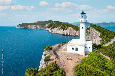 Aerial View Of Lighthouse On The Island Of Lefkada Stock Photo Adobe