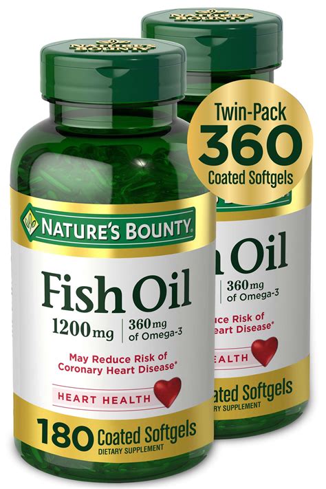 Natures Bounty Fish Oil 1200 Mg Supports Heart Health With Omega 3