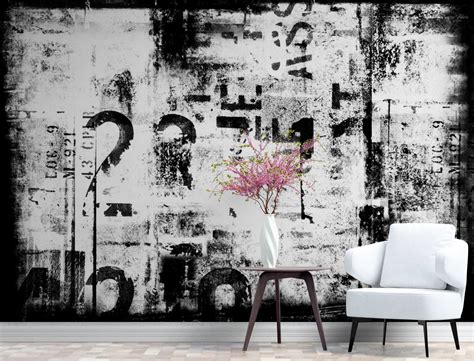 Black and White Art Graffiti Wallpaper Wall Murals Peel and Stick Mural ...