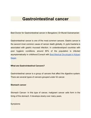 PPT - Gastrointestinal Cancer | Symptoms of Gastrointestinal Cancer ...