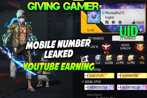 Giving Gamer Free Fire Id Guild Rank Monthly Income And More Free