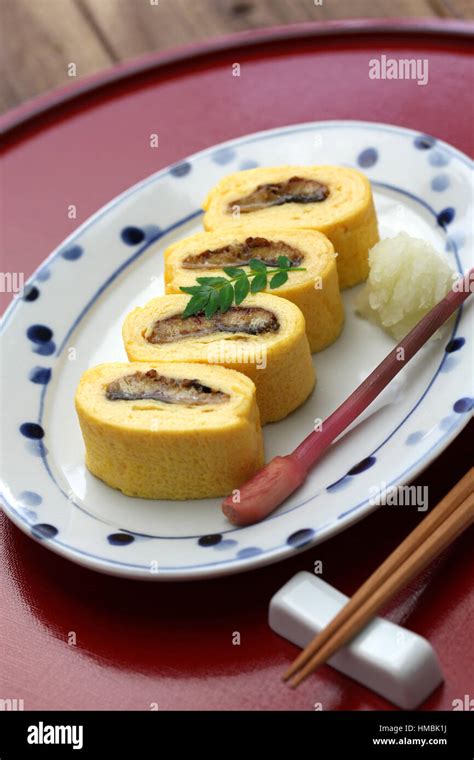 Umaki Japanese Eel Rolled Omelet Japanese Cuisine Stock Photo Alamy