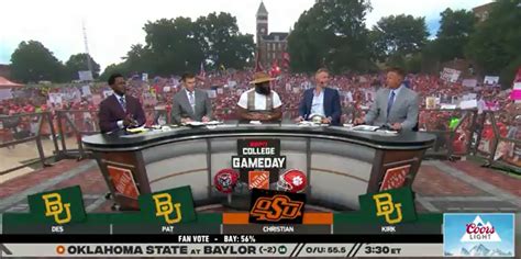 Espn College Gameday Crew Picks Baylor 3 1 Over Oklahoma State Pistols Firing