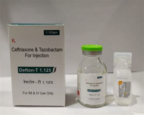 Ceftriaxone 1 Gm Tazobactam 125 Mg Defton T 1 125 Inj 1 125GM