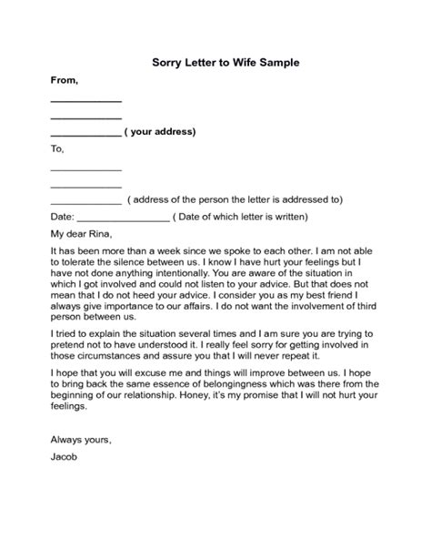 Sorry Letter To Wife Sample Edit Fill Sign Online Handypdf