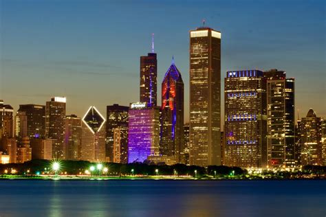 Adler Planetarium Skyline View Chicago Usa